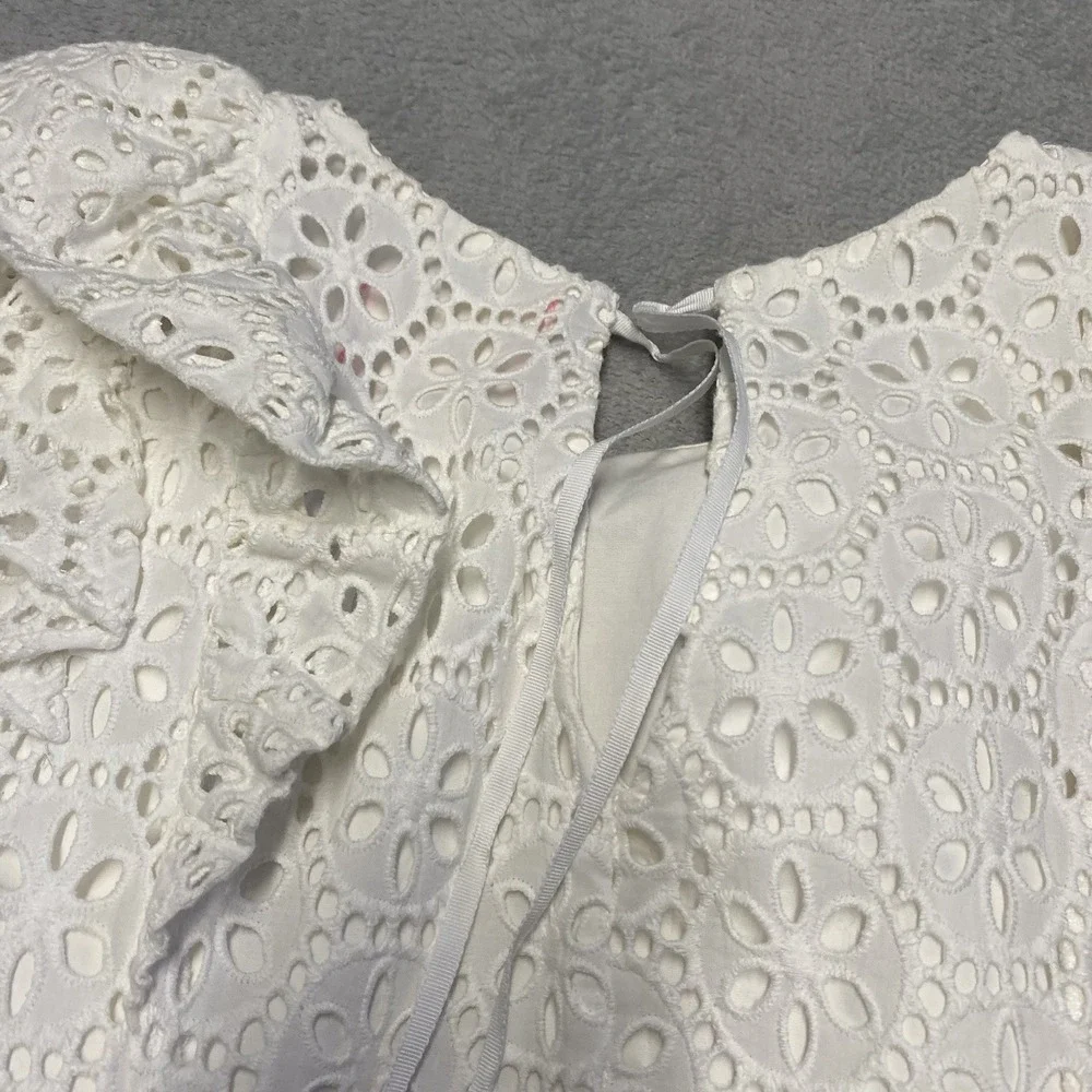 Lilly Pulitzer Dress Small Resort White Floral Eyelet Lace Ruffle Primm Dainty - Picture 11 of 11